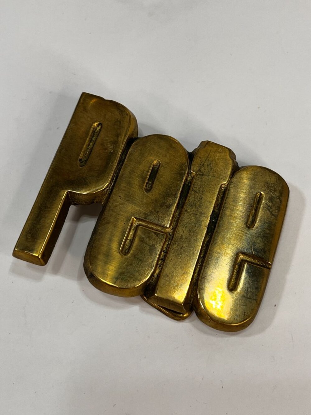 Vintage NOS Deadstock PETE Solid Brass Name Belt Buckle 70s 80s BBB Baron